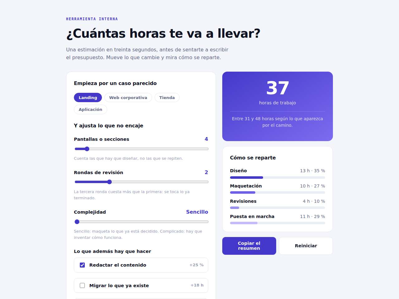 Captura del ejemplo: Herramienta web