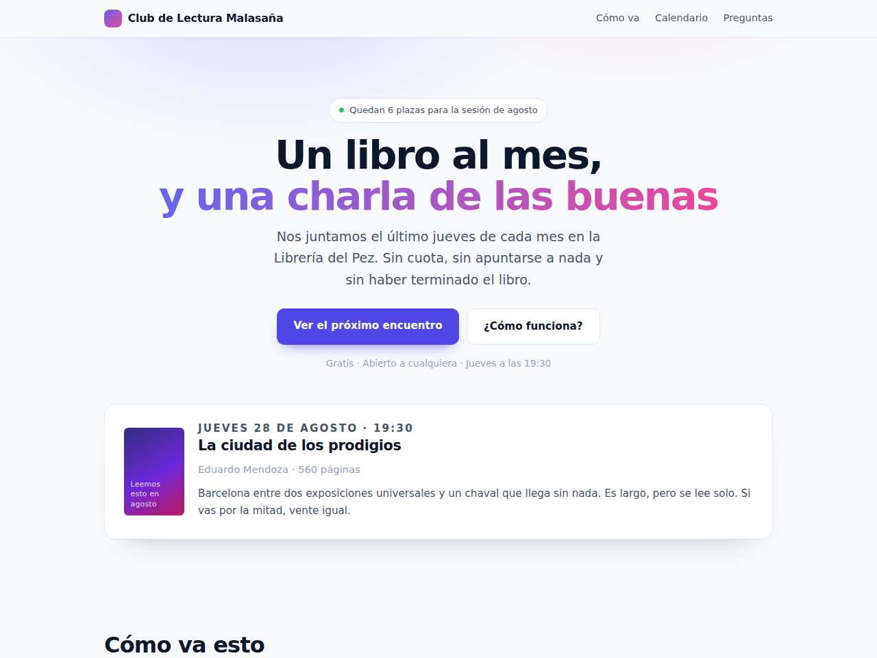 Captura del ejemplo: Web hecha con IA
