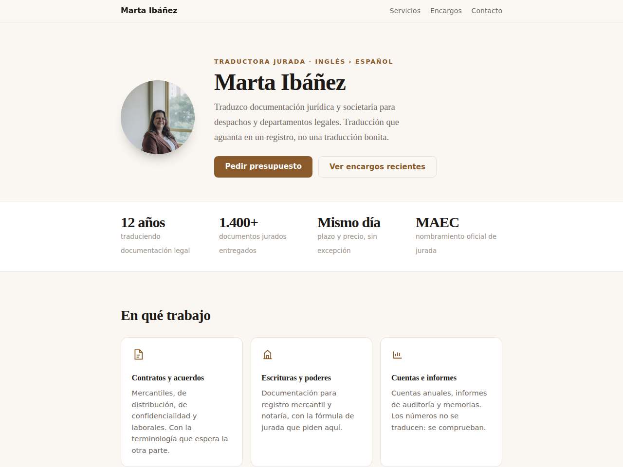 Captura del ejemplo: Web personal